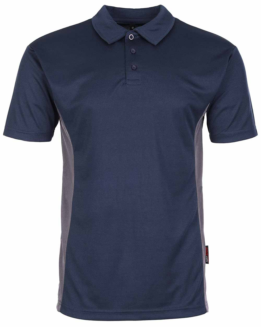 Navy Blue Coloured TuffStuff Elite Polo Shirt On A White Background 