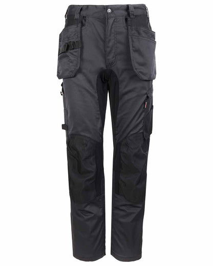 Grey Coloured TuffStuff X Motion Work Trousers On A White Background