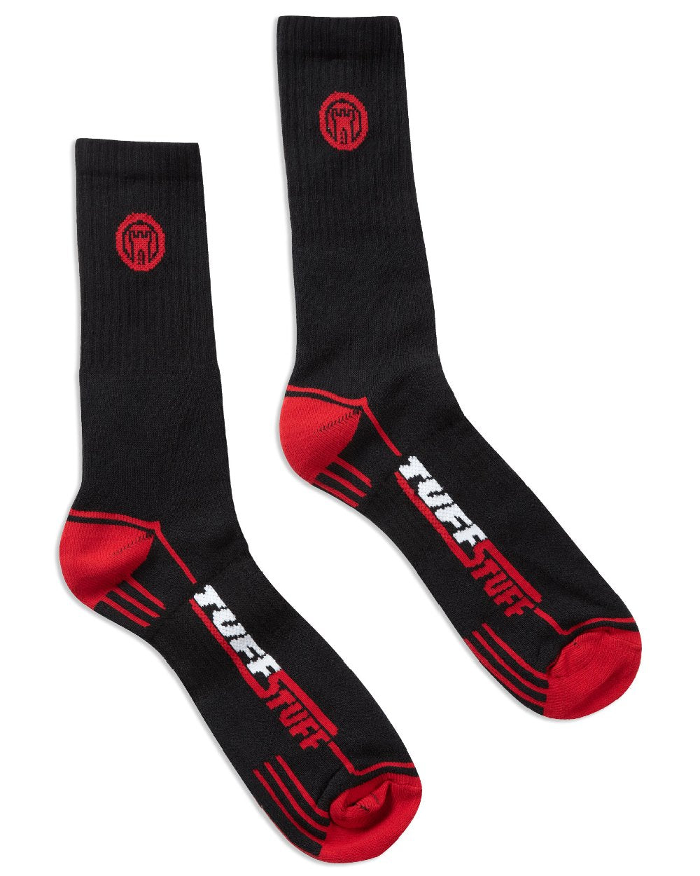 Black Red Coloured TuffStuff Extreme Socks On A White Background