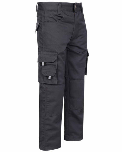 Grey Coloured TuffStuff Junior Pro Work Trousers On A White Background 