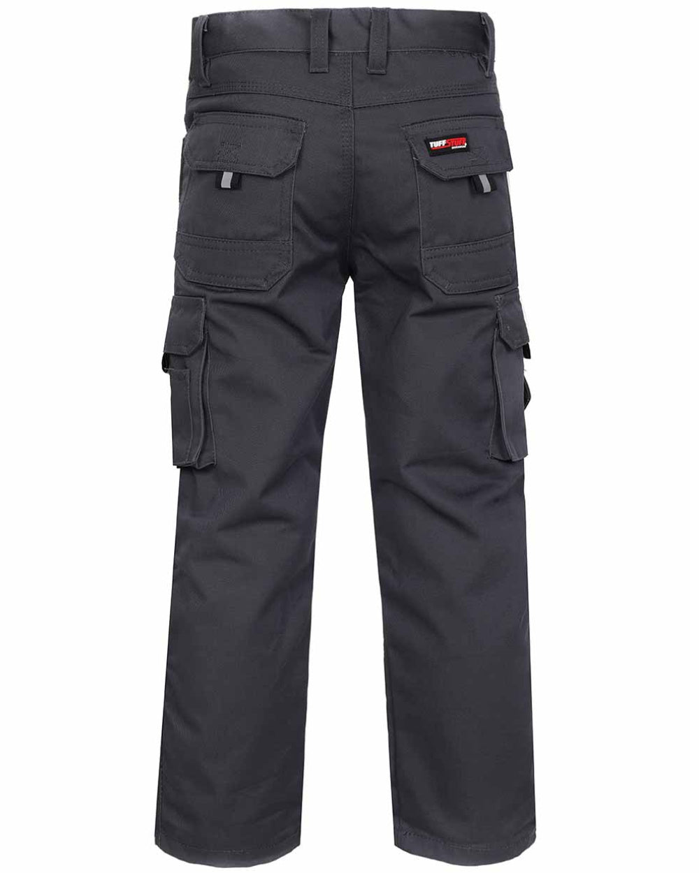 Grey Coloured TuffStuff Junior Pro Work Trousers On A White Background 