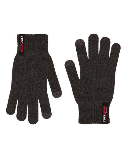 Black coloured TuffStuff Touch Screen Glove on White Background